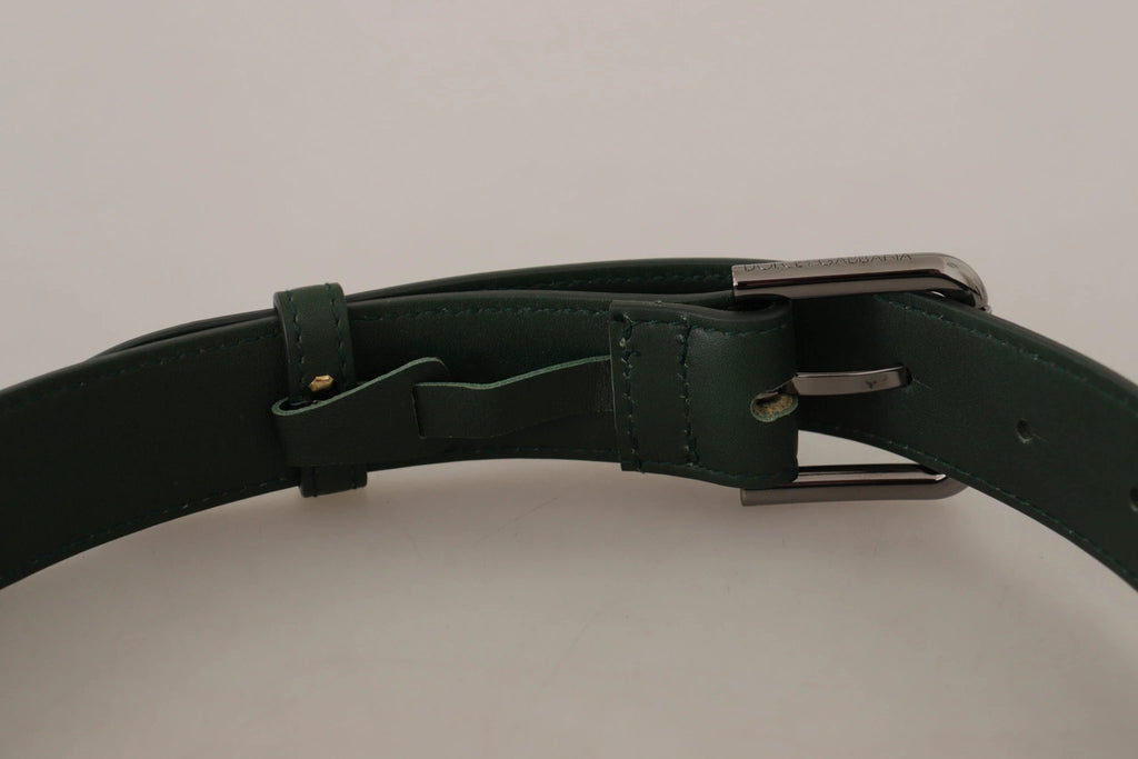 Dolce & Gabbana Army Green Leather Logo Metal Waist Buckle Belt by Dolce & Gabbana