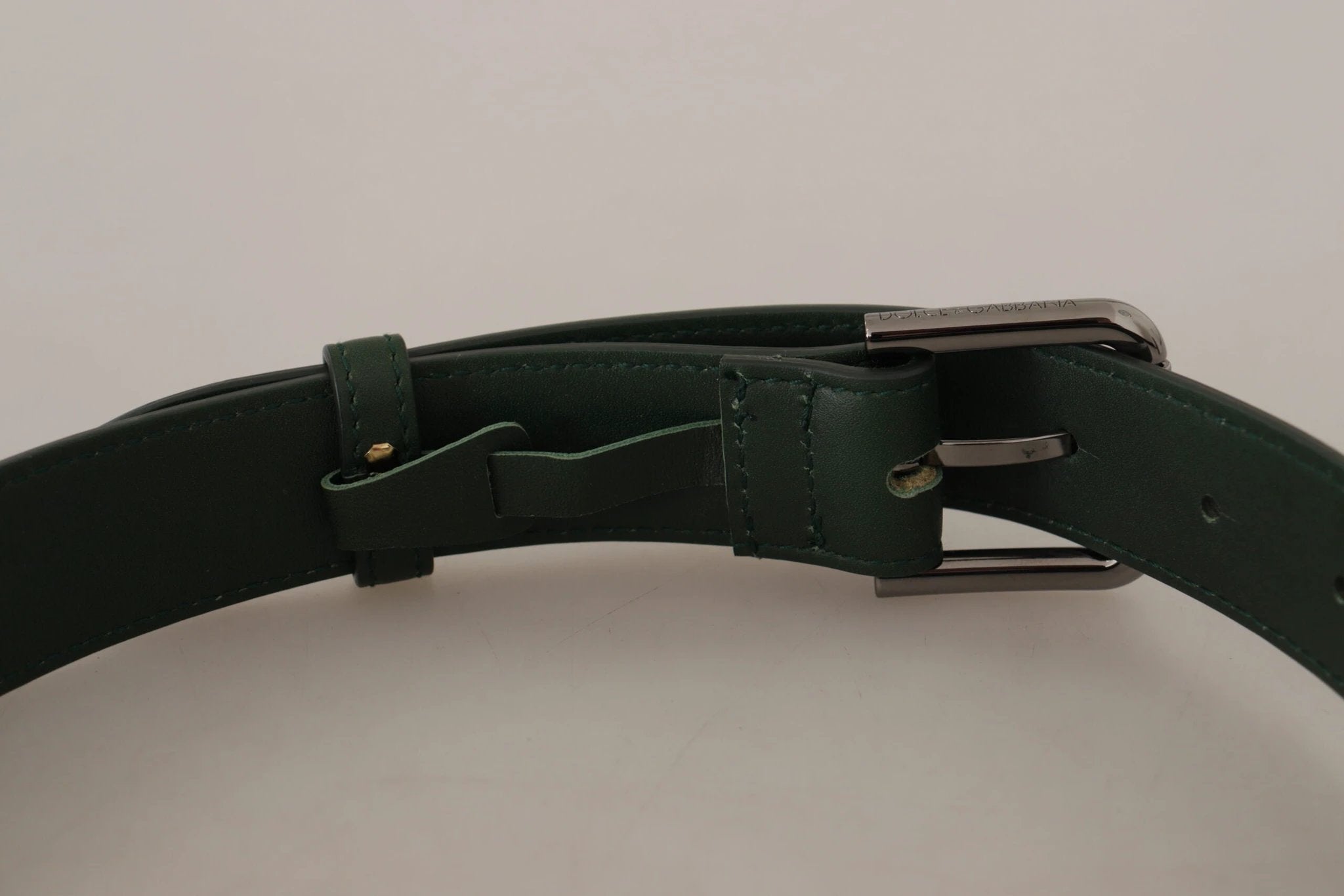 Dolce & Gabbana Army Green Leather Logo Metal Waist Buckle Belt by Dolce & Gabbana
