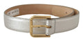 Dolce & Gabbana Silver Leather Gold Tone Logo Metal Waist Buckle Belt by Dolce & Gabbana