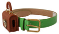 Dolce & Gabbana Green Leather Devotion Heart Micro Bag Headphones Belt by Dolce & Gabbana