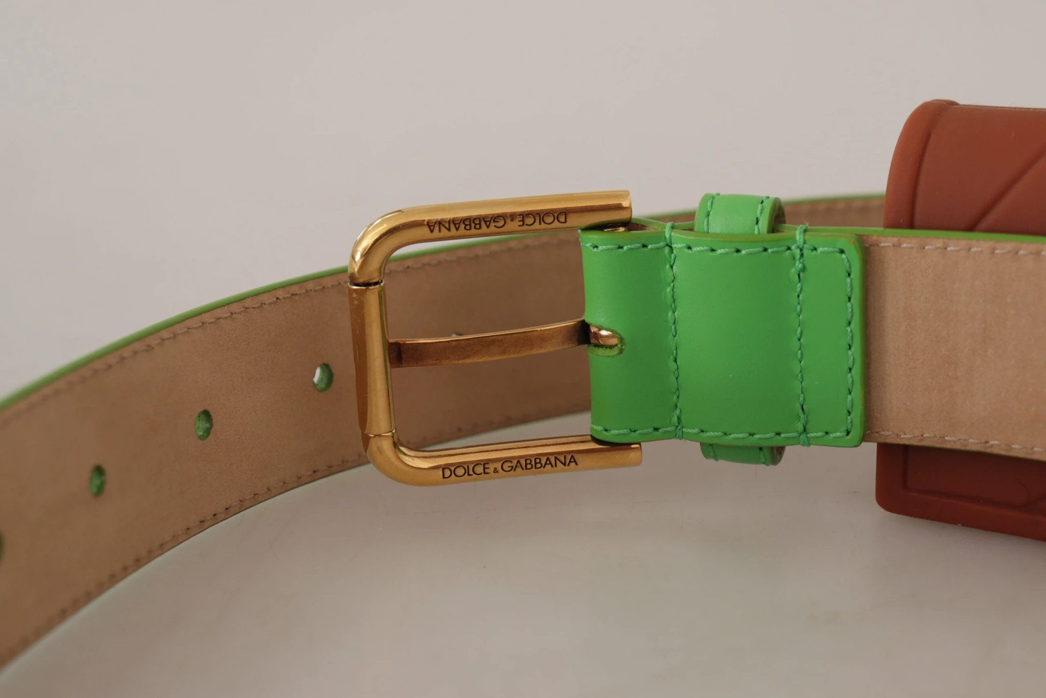 Dolce & Gabbana Green Leather Devotion Heart Micro Bag Headphones Belt by Dolce & Gabbana