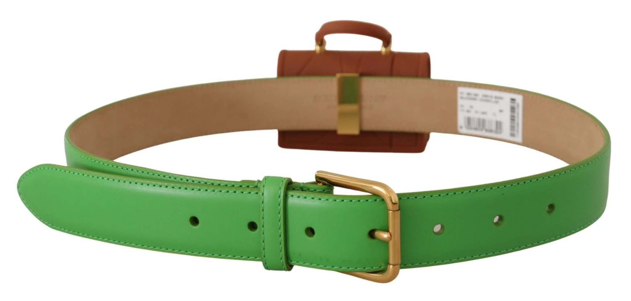 Dolce & Gabbana Green Leather Devotion Heart Micro Bag Headphones Belt by Dolce & Gabbana