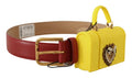 Dolce & Gabbana Red Leather Yellow DEVOTION Heart Bag Buckle Belt by Dolce & Gabbana
