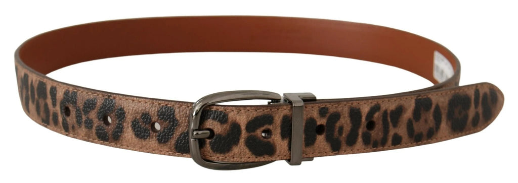 Dolce & Gabbana Brown Leopard Embossed Leather Buckle Belt by Dolce & Gabbana