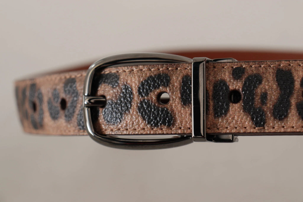 Dolce & Gabbana Brown Leopard Embossed Leather Buckle Belt by Dolce & Gabbana