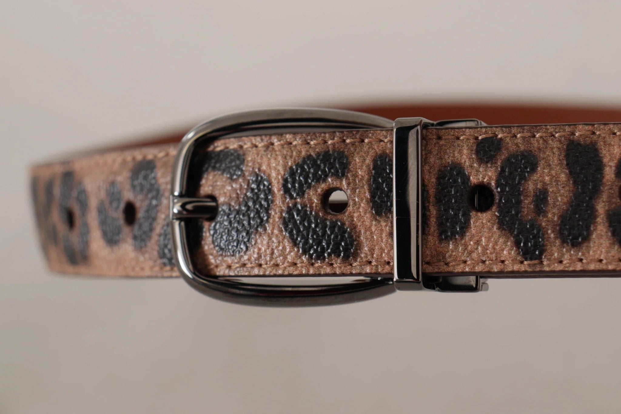 Dolce & Gabbana Brown Leopard Embossed Leather Buckle Belt by Dolce & Gabbana