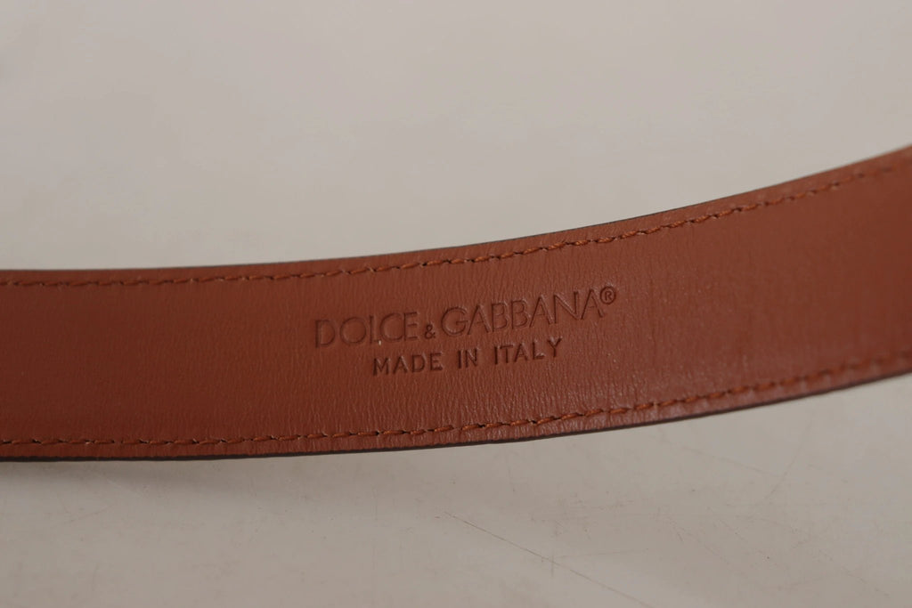 Dolce & Gabbana Brown Leopard Embossed Leather Buckle Belt by Dolce & Gabbana