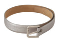 Dolce & Gabbana Metallic Silver Leather Metal Waist Buckle Belt by Dolce & Gabbana