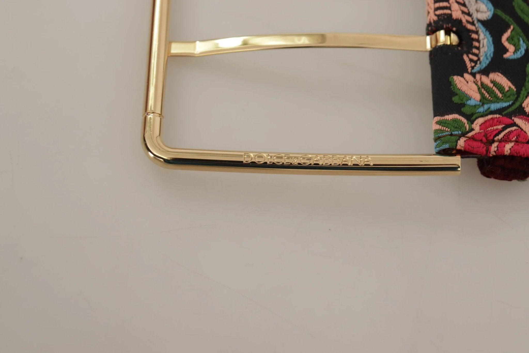Dolce & Gabbana Red Embroidered Leather Gold Logo Metal Buckle Belt by Dolce & Gabbana