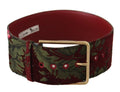 Dolce & Gabbana Red Embroidered Leather Gold Logo Metal Buckle Belt by Dolce & Gabbana