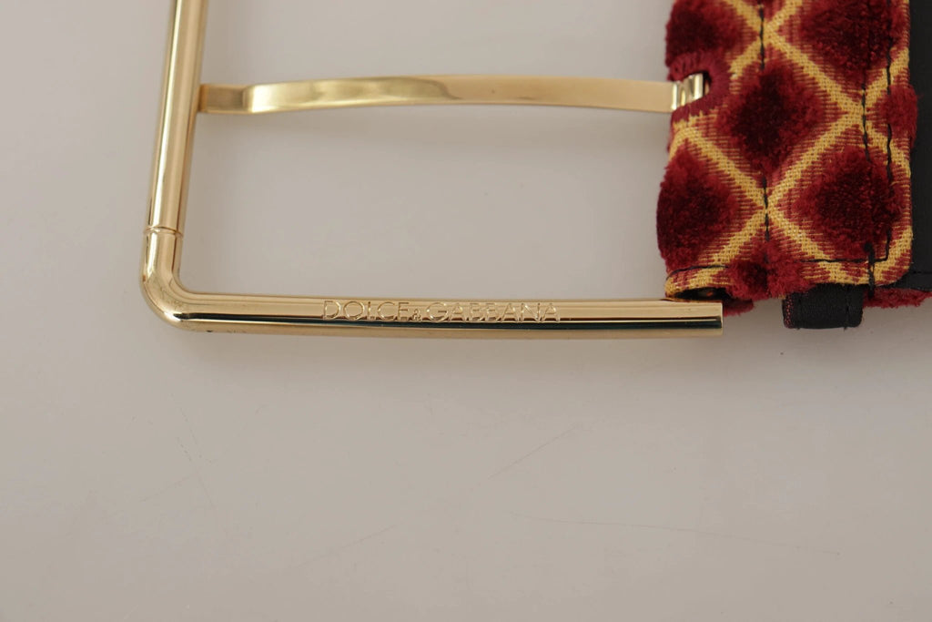 Dolce & Gabbana Multicolor Wide Leather Floral Gold Metal Buckle Belt by Dolce & Gabbana