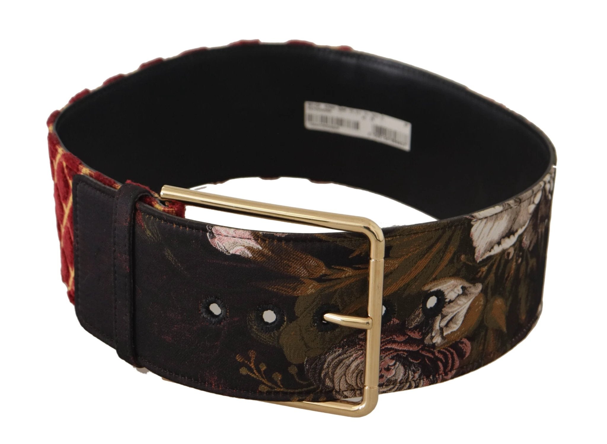 Dolce & Gabbana Multicolor Wide Leather Floral Gold Metal Buckle Belt by Dolce & Gabbana