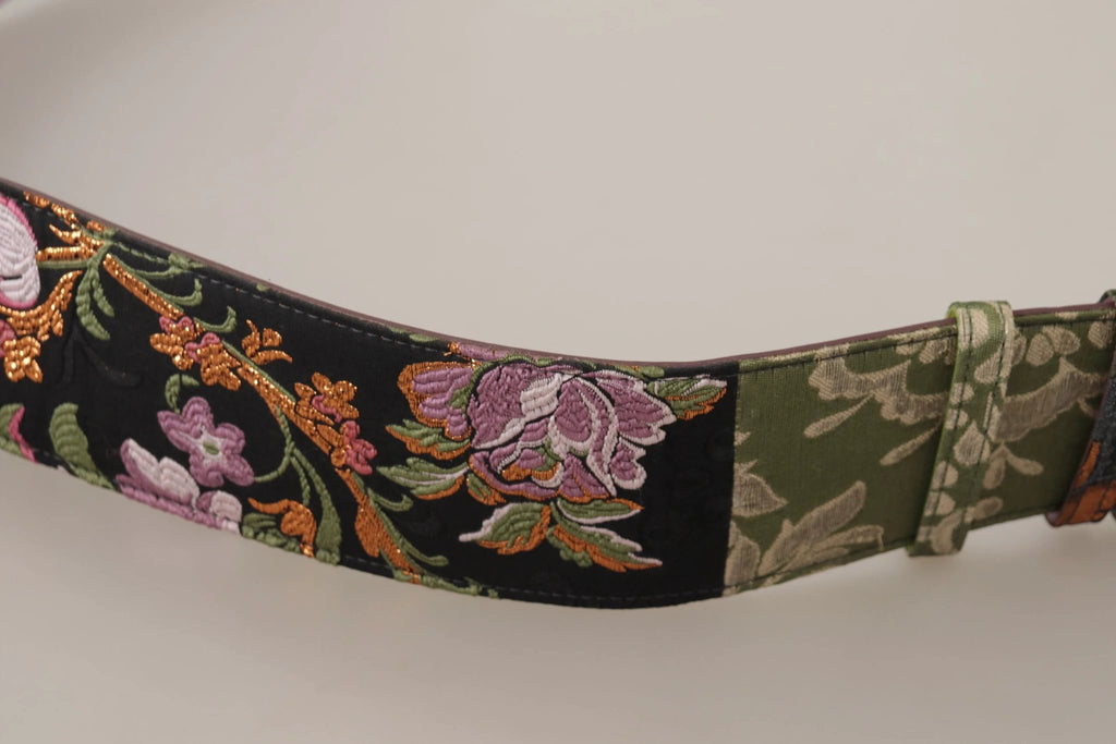 Dolce & Gabbana Multicolor Leather Embroidered Gold Metal Buckle Belt by Dolce & Gabbana
