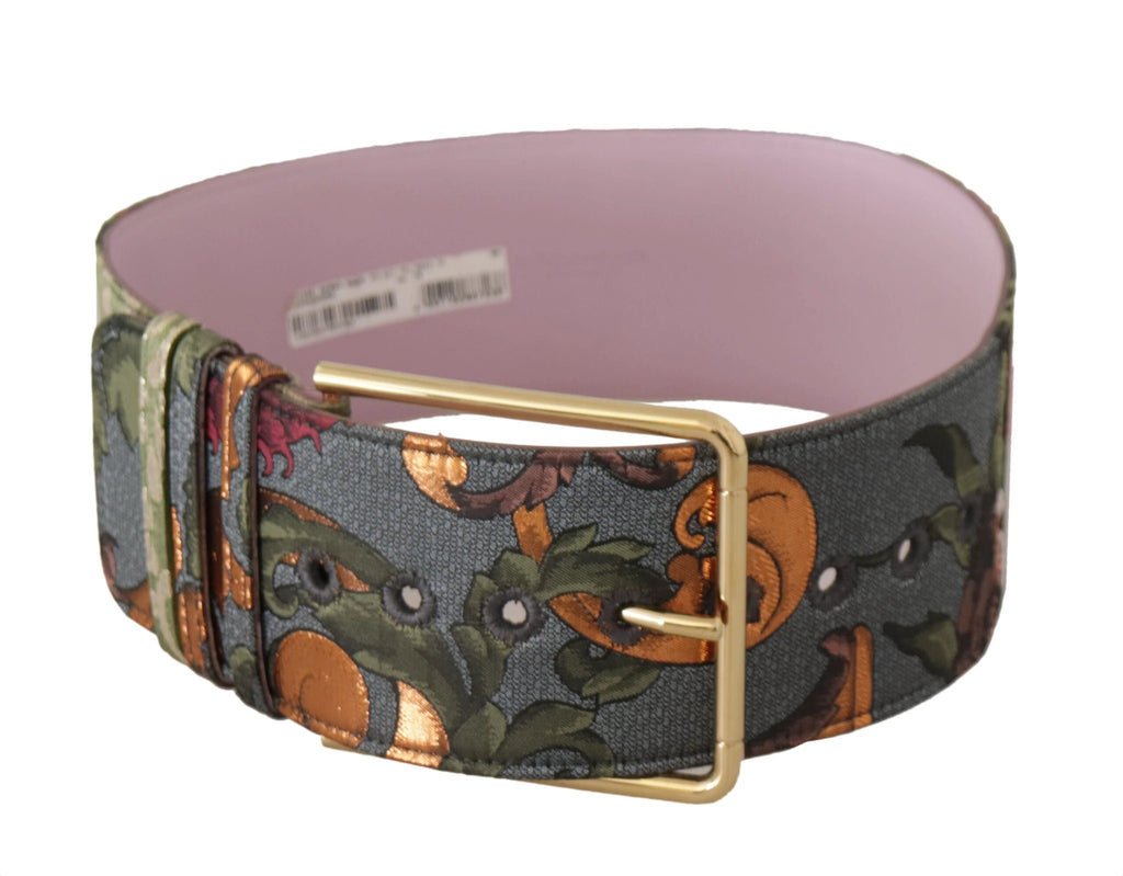 Dolce & Gabbana Multicolor Leather Embroidered Gold Metal Buckle Belt by Dolce & Gabbana
