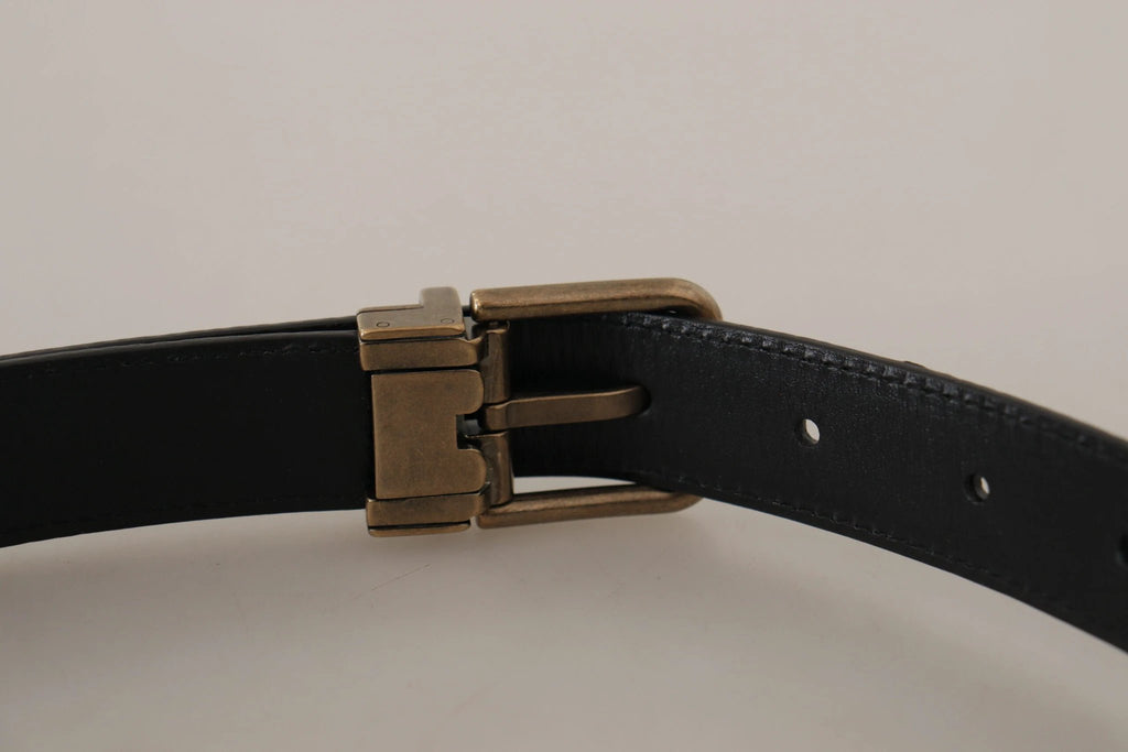 Dolce & Gabbana Brown Leather Leopard Print Bronze Metal Buckle Belt by Dolce & Gabbana