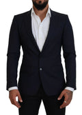 Dolce & Gabbana Blue Wool Slim Fit Formal Coat Blazer by Dolce & Gabbana