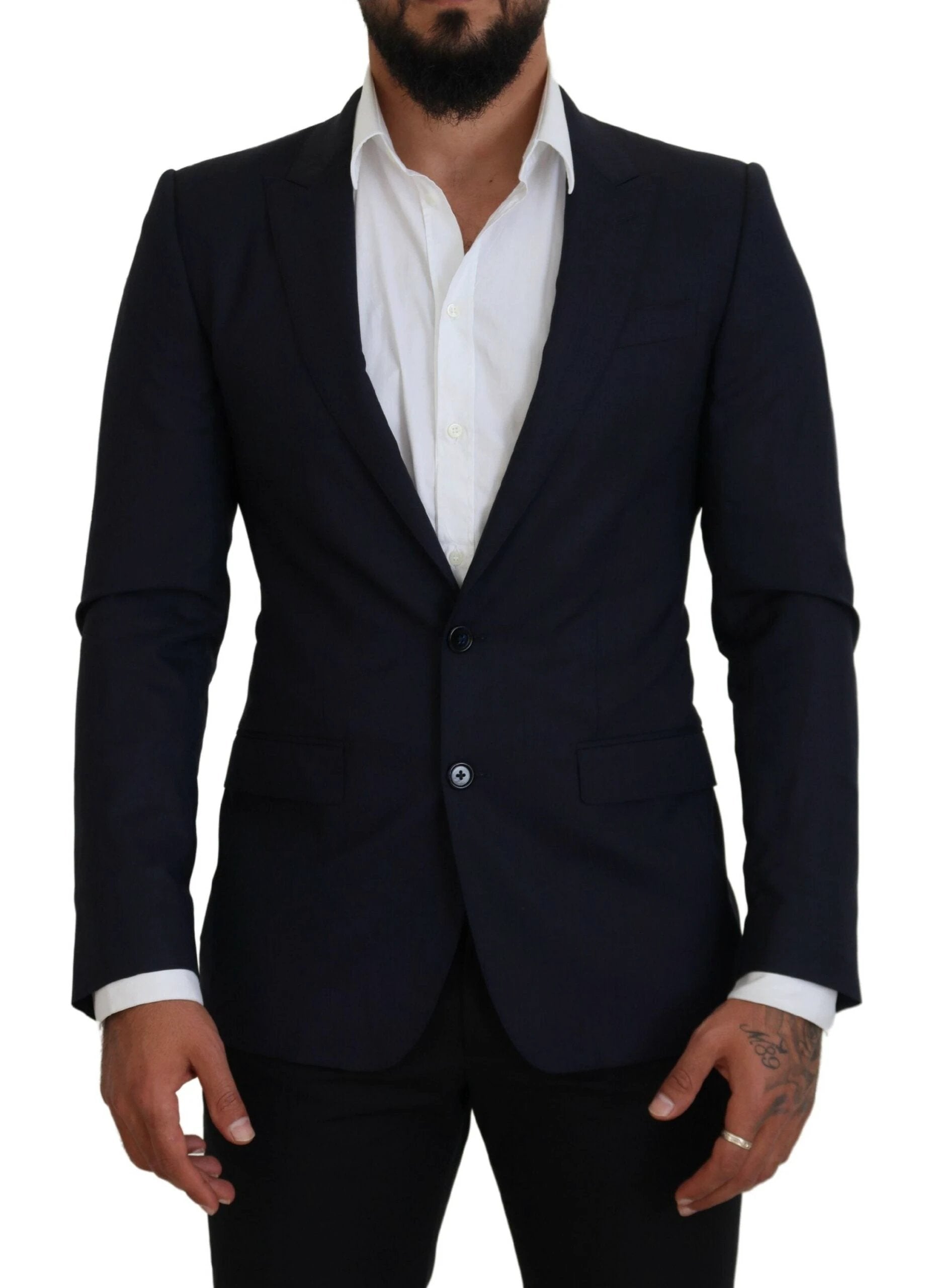 Dolce & Gabbana Blue Wool Slim Fit Formal Coat Blazer by Dolce & Gabbana