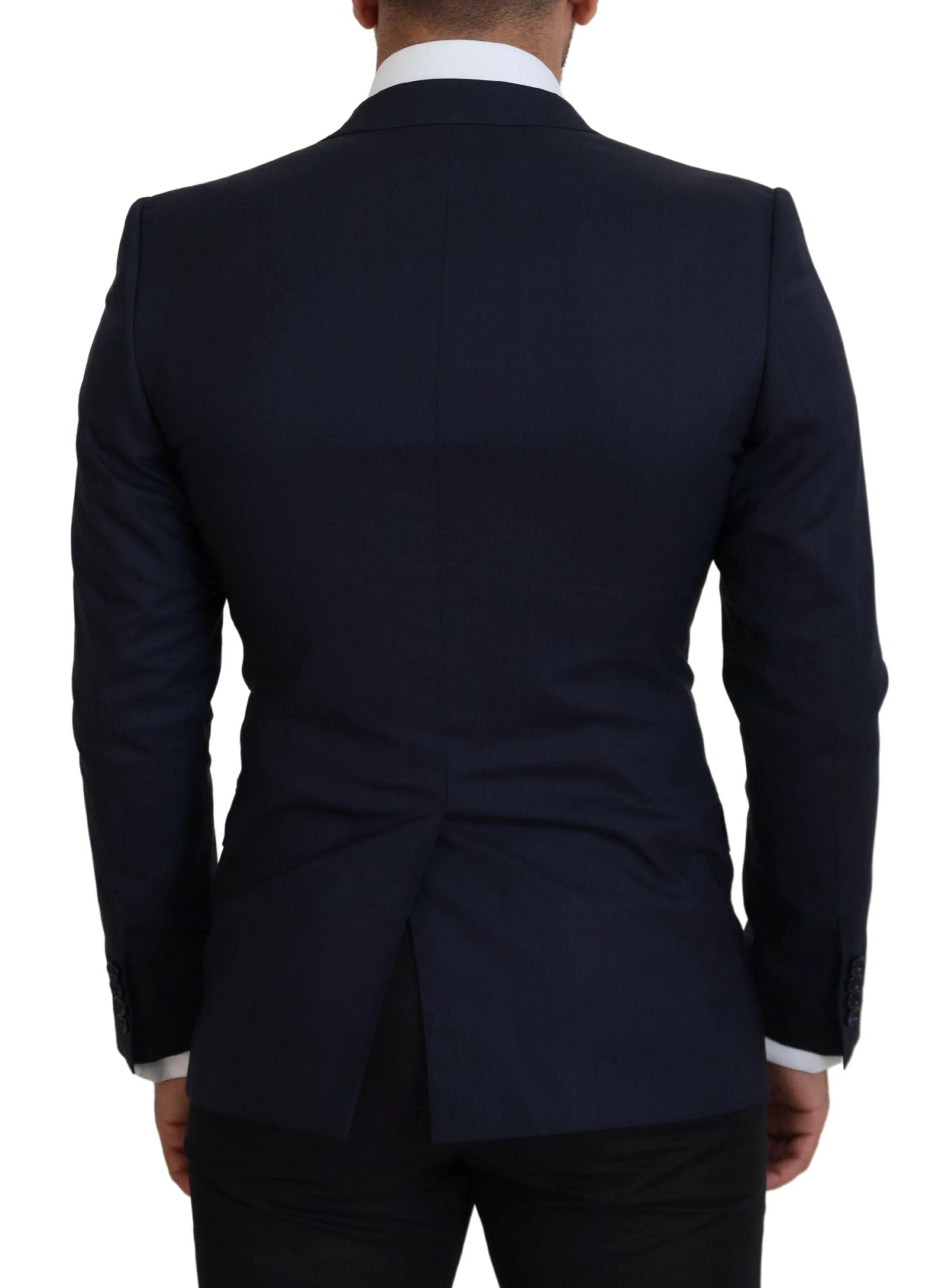 Dolce & Gabbana Blue Wool Slim Fit Formal Coat Blazer by Dolce & Gabbana