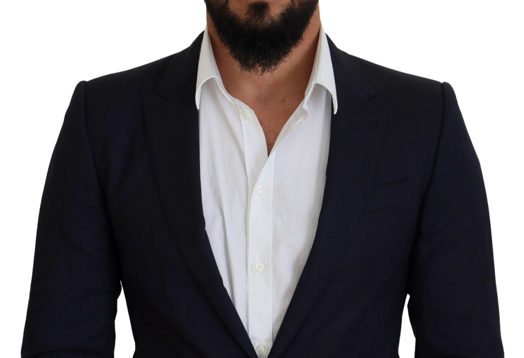 Dolce & Gabbana Blue Wool Slim Fit Formal Coat Blazer by Dolce & Gabbana