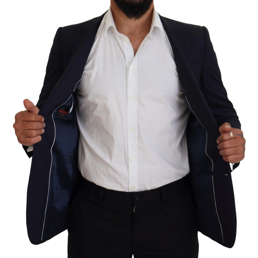 Dolce & Gabbana Blue Wool Slim Fit Formal Coat Blazer by Dolce & Gabbana
