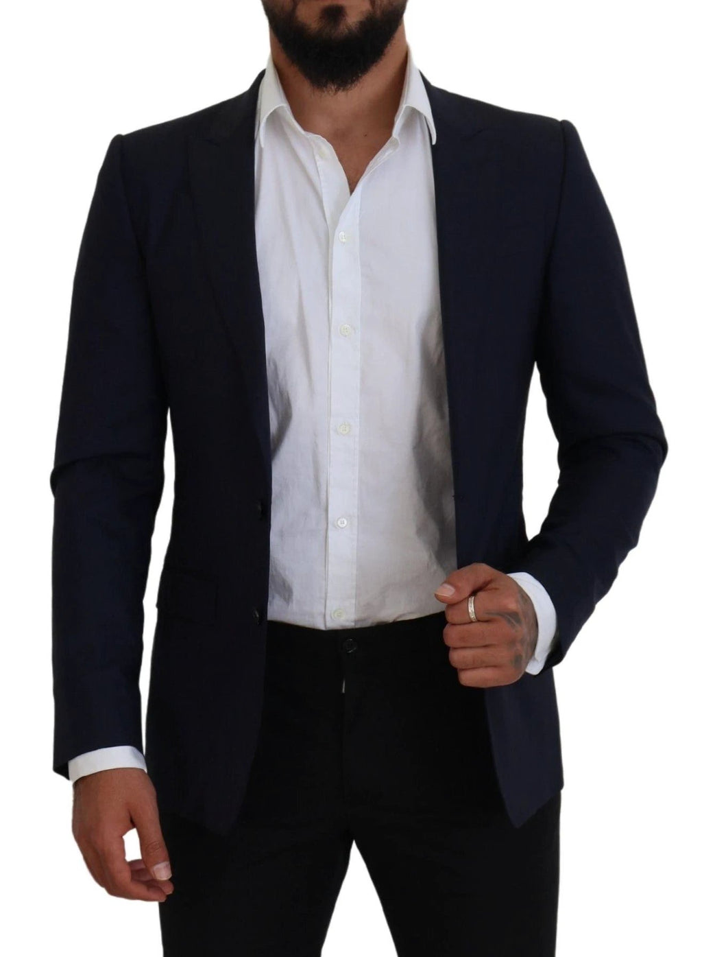 Dolce & Gabbana Blue Wool Slim Fit Formal Coat Blazer by Dolce & Gabbana
