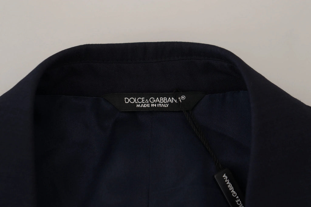 Dolce & Gabbana Blue Wool Slim Fit Formal Coat Blazer by Dolce & Gabbana