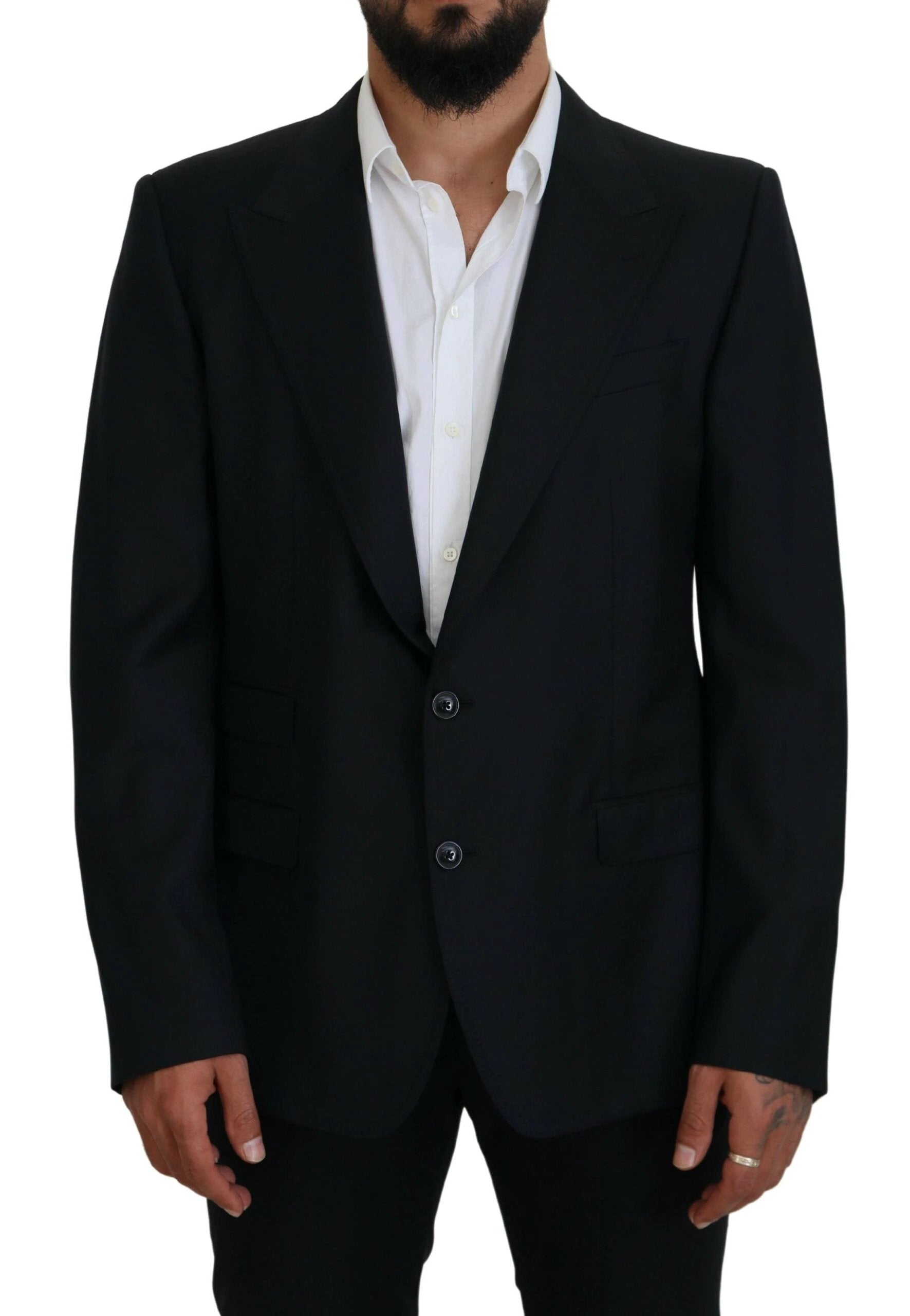 Dolce & Gabbana Dark Blue Wool Formal Sicilia Blazer by Dolce & Gabbana