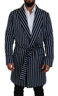 Dolce & Gabbana Black Blue Martini Printed Lining Robe by Dolce & Gabbana