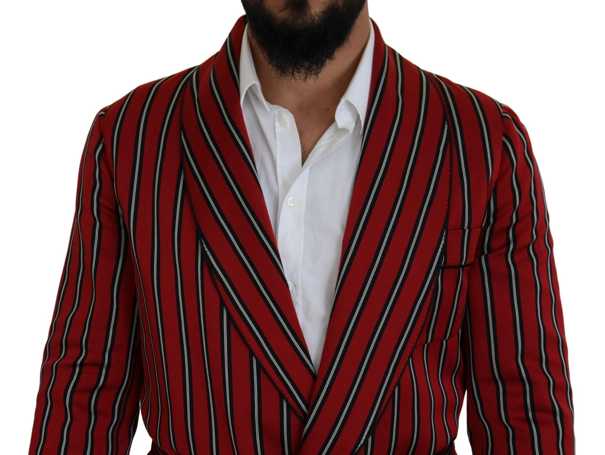 Dolce & Gabbana Red Striped Martini Printed Lining Robe by Dolce & Gabbana
