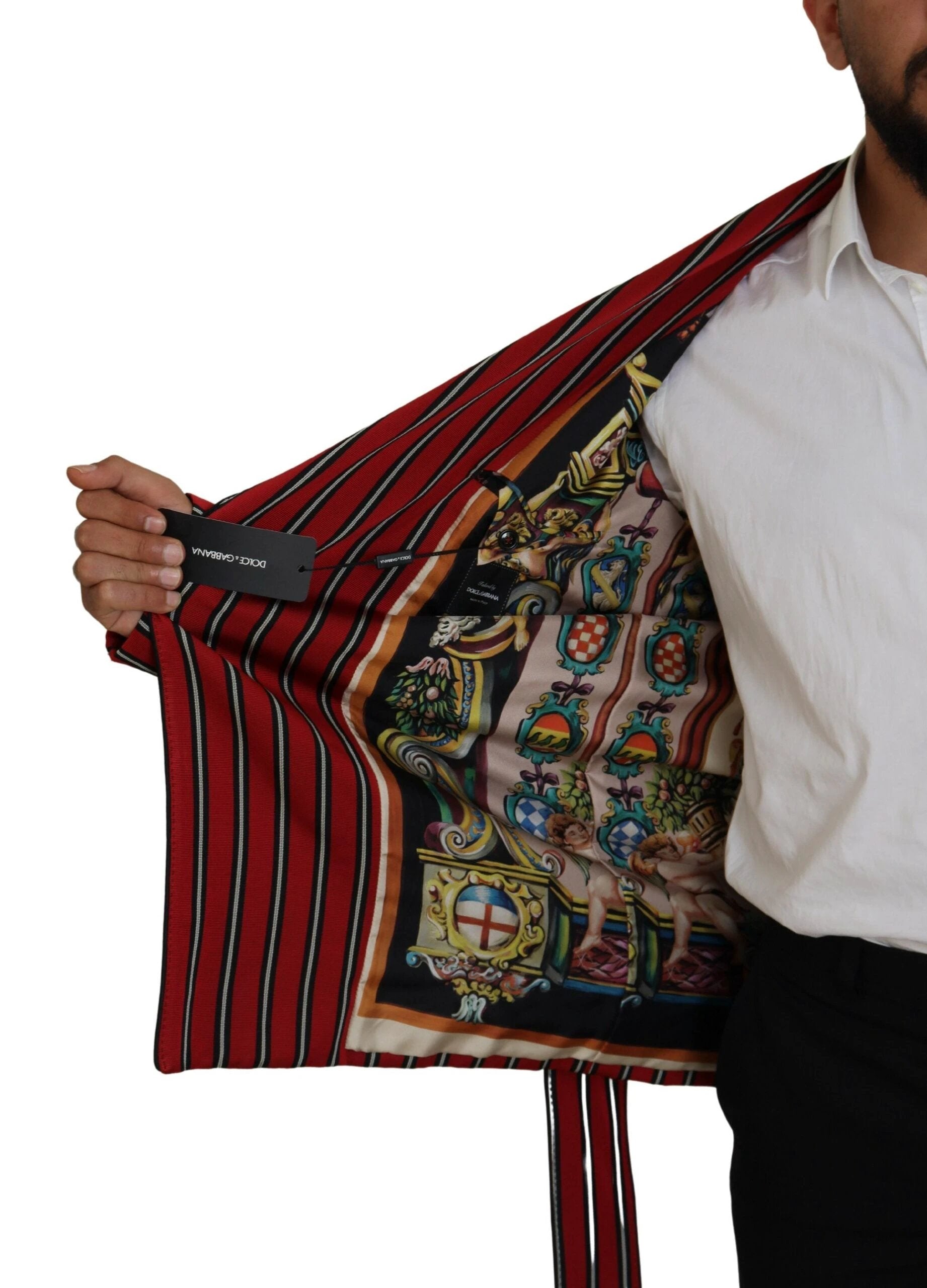 Dolce & Gabbana Red Striped Martini Printed Lining Robe by Dolce & Gabbana