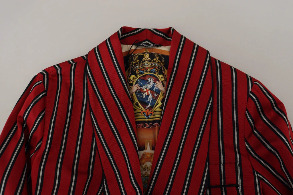 Dolce & Gabbana Red Striped Martini Printed Lining Robe by Dolce & Gabbana