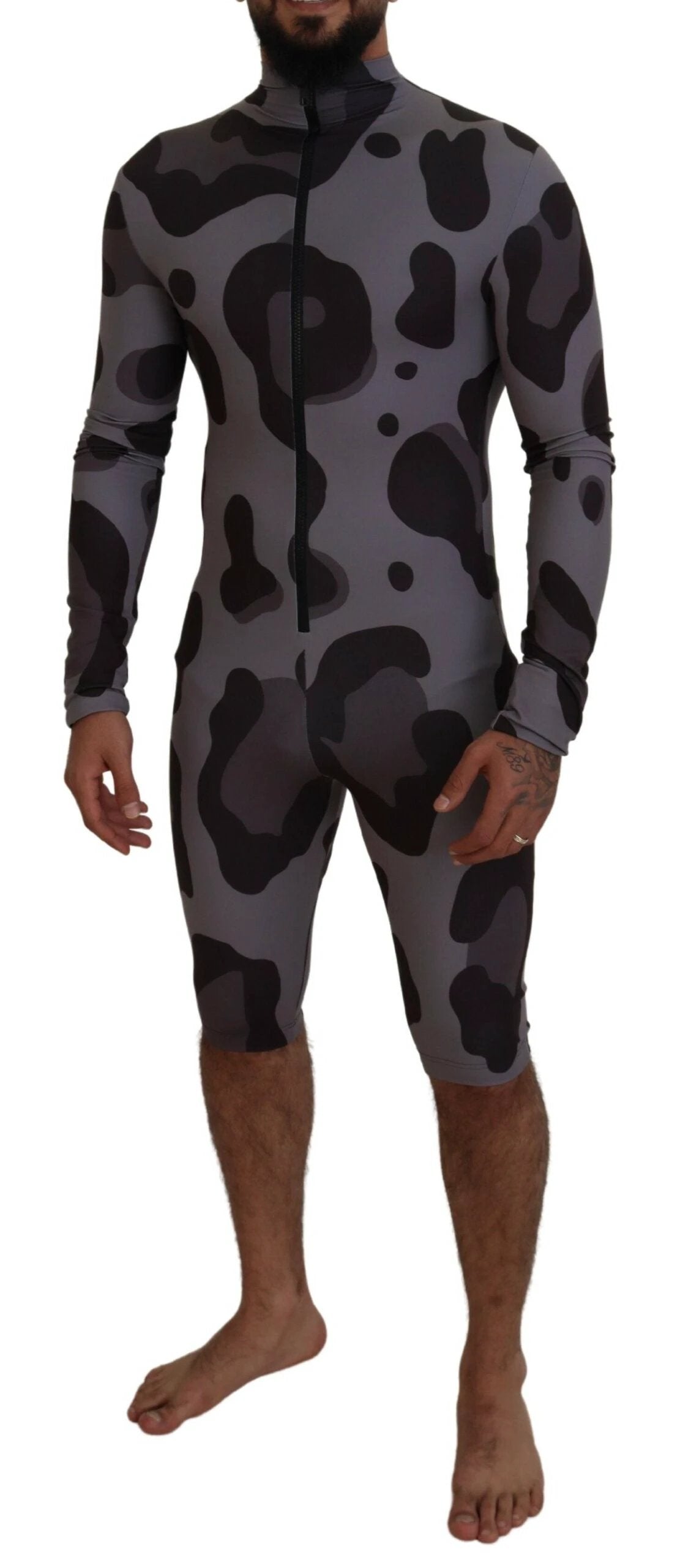 Dolce & Gabbana Gray Patterned Polyester Wetsuit Swimwear by Dolce & Gabbana