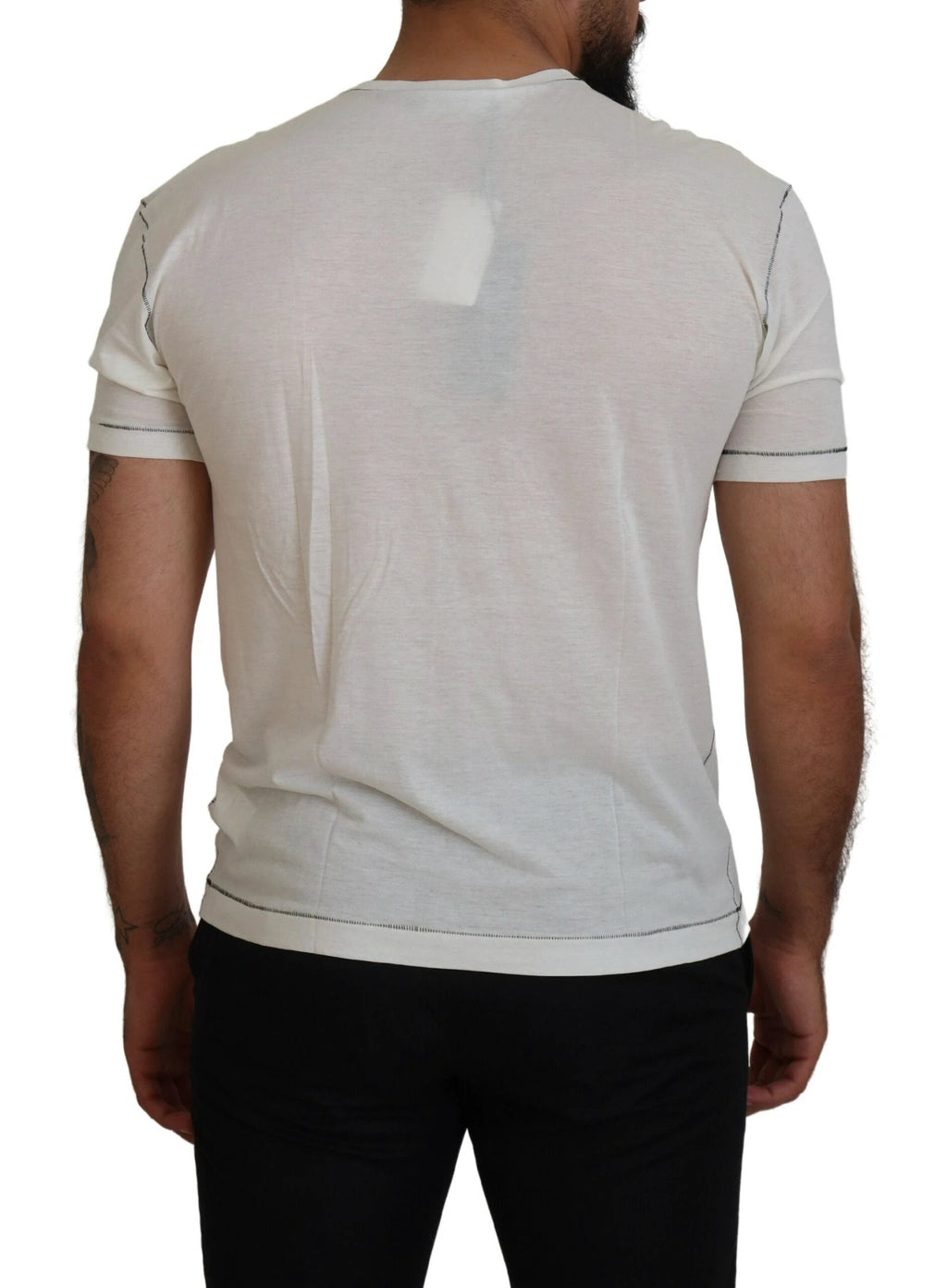 Dolce & Gabbana White Printed Short Sleeves Men T-shirt by Dolce & Gabbana