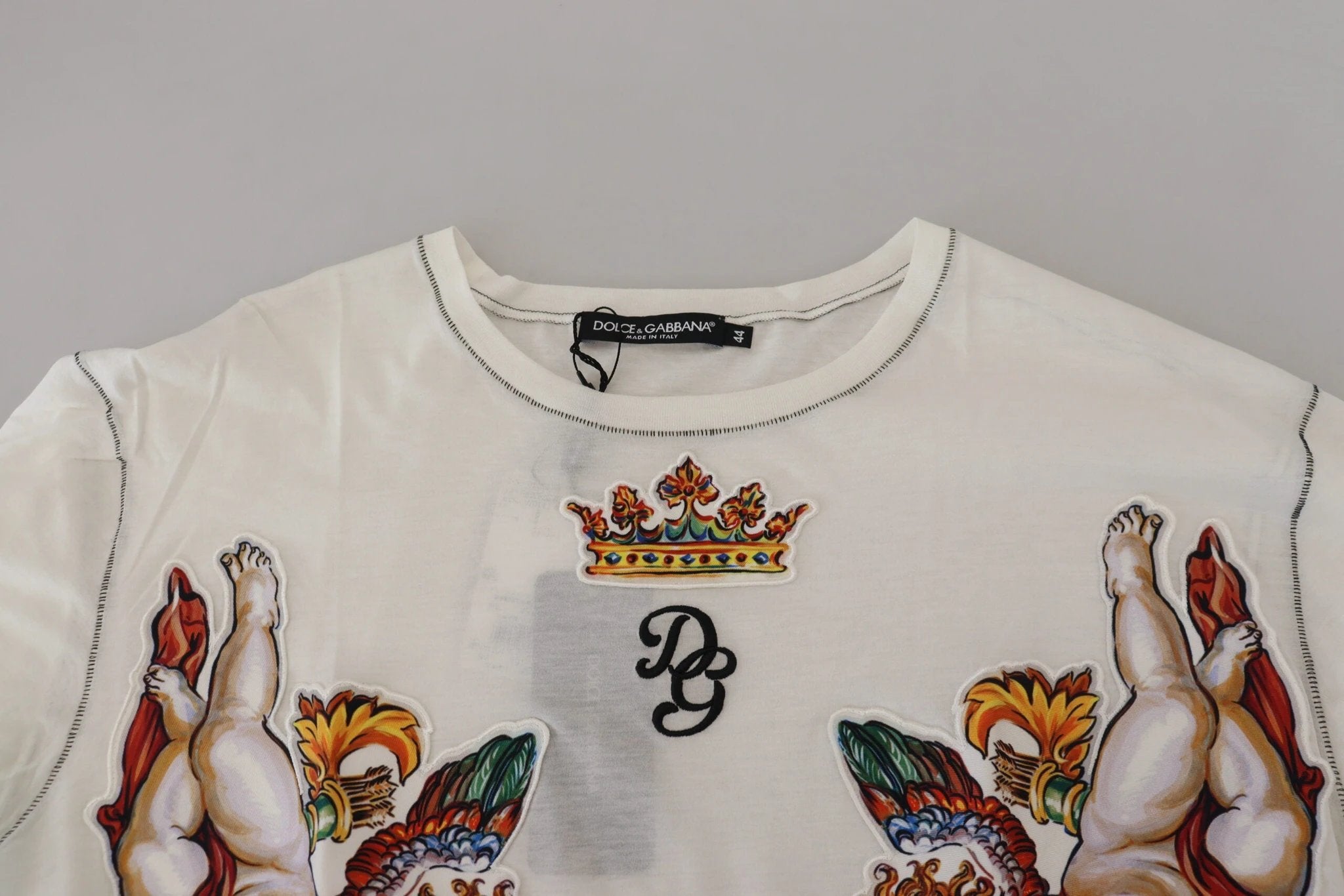 Dolce & Gabbana White Printed Short Sleeves Men T-shirt by Dolce & Gabbana
