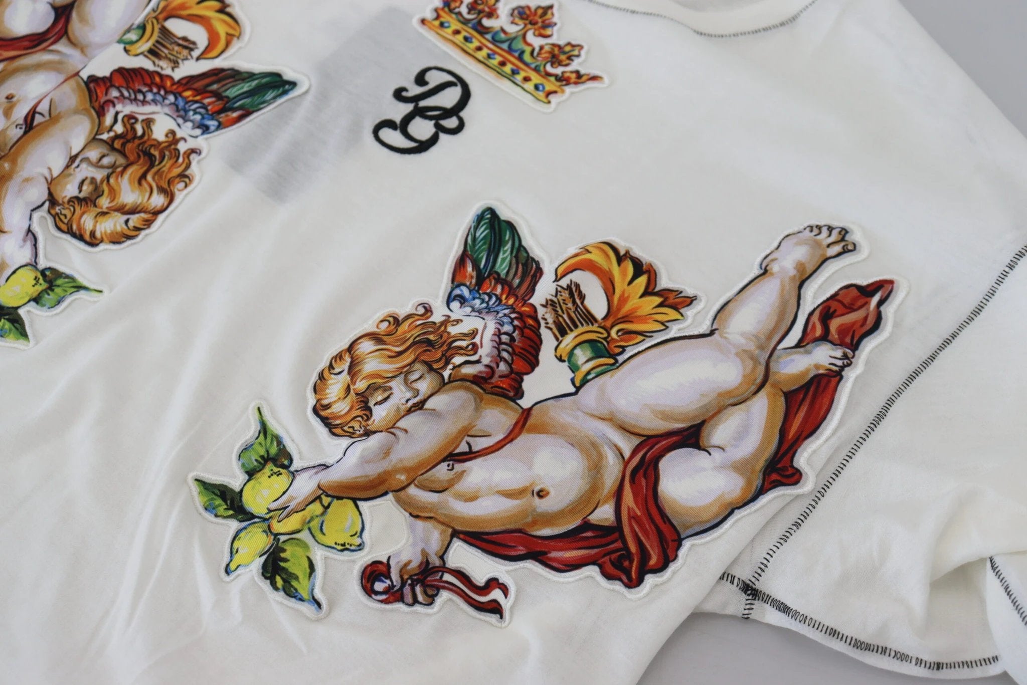 Dolce & Gabbana White Printed Short Sleeves Men T-shirt by Dolce & Gabbana