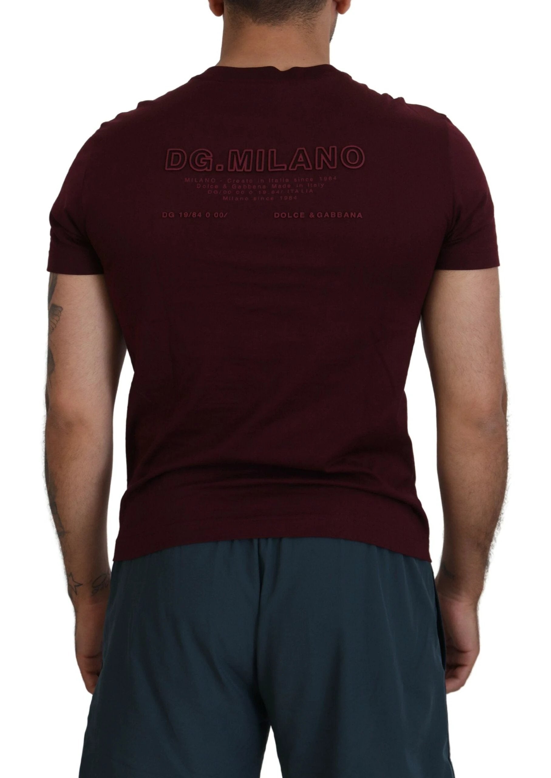 Dolce & Gabbana Maroon Printed Short Sleeves Men T-shirt by Dolce & Gabbana