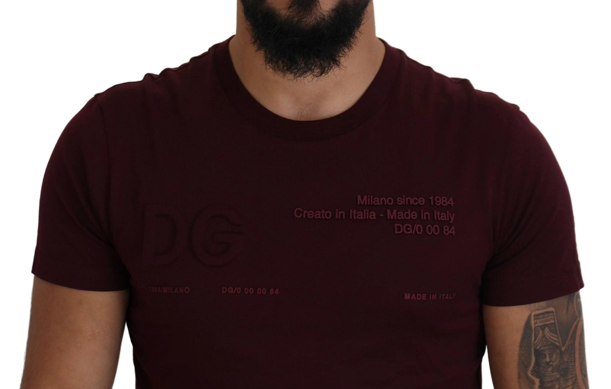 Dolce & Gabbana Maroon Printed Short Sleeves Men T-shirt by Dolce & Gabbana