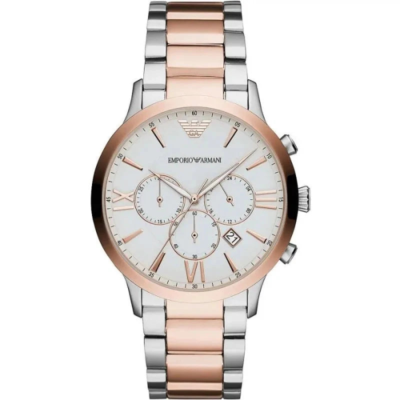 Emporio Armani Silver and Bronze Steel Chronograph Watch by Emporio Armani
