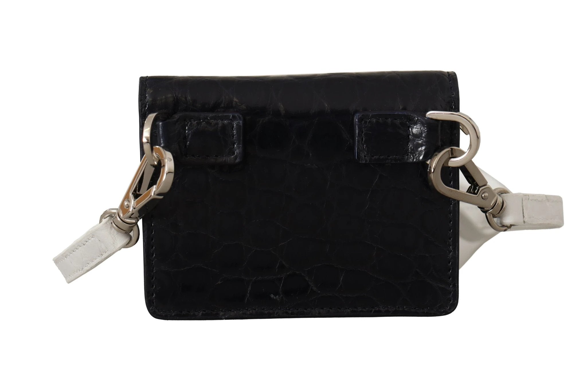 Dolce & Gabbana Blue White Caiman Leather Strap Card Holder Wallet by Dolce & Gabbana