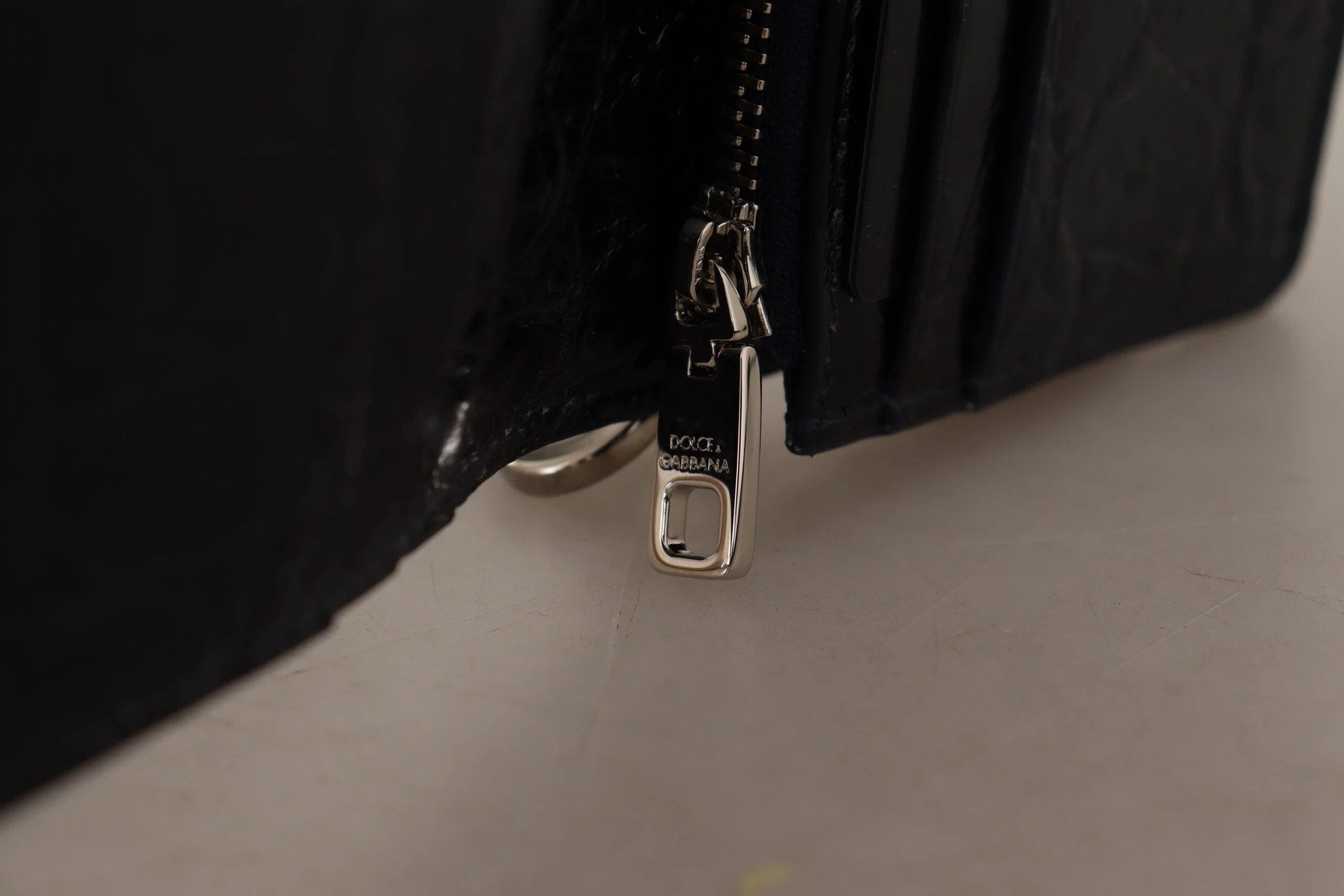 Dolce & Gabbana Blue White Caiman Leather Strap Card Holder Wallet by Dolce & Gabbana