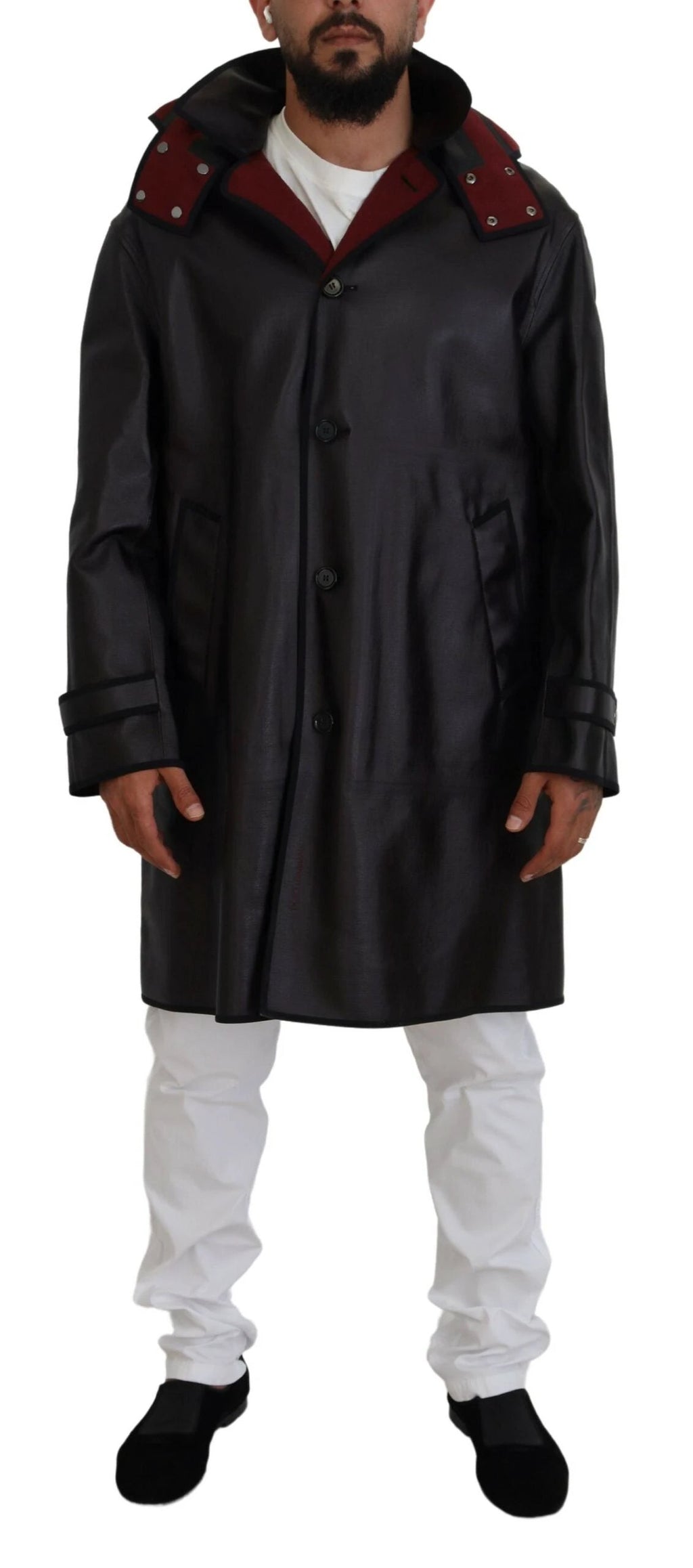 Dolce & Gabbana Black Trench Hooded Parka Cotton Jacket by Dolce & Gabbana