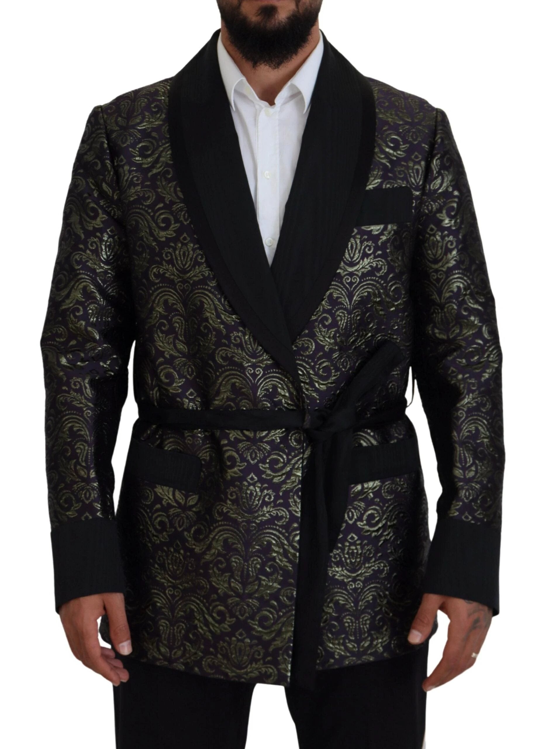 Dolce & Gabbana Gold Purple Baroque Jacket Blazer Robe by Dolce & Gabbana