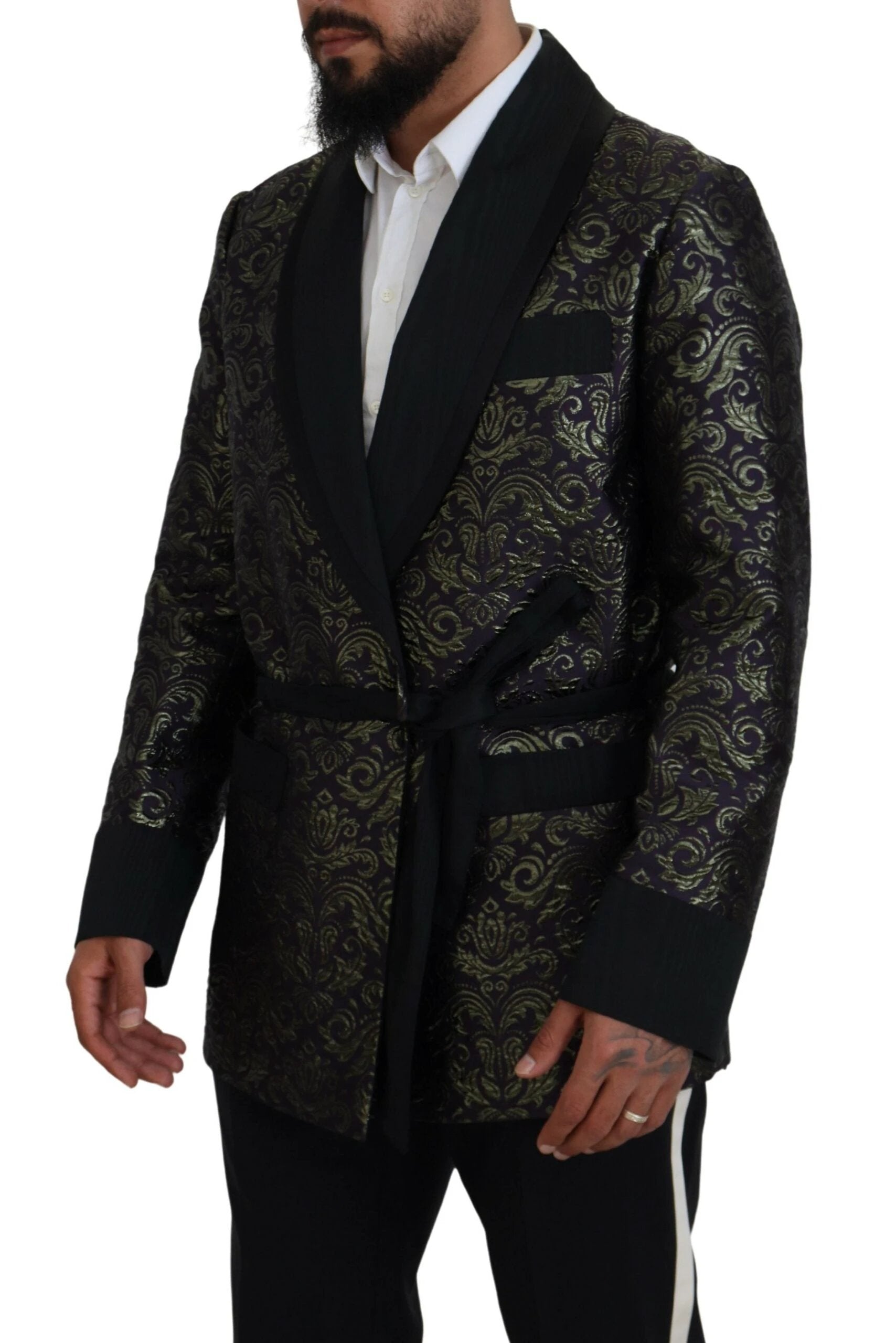 Dolce & Gabbana Gold Purple Baroque Jacket Blazer Robe by Dolce & Gabbana