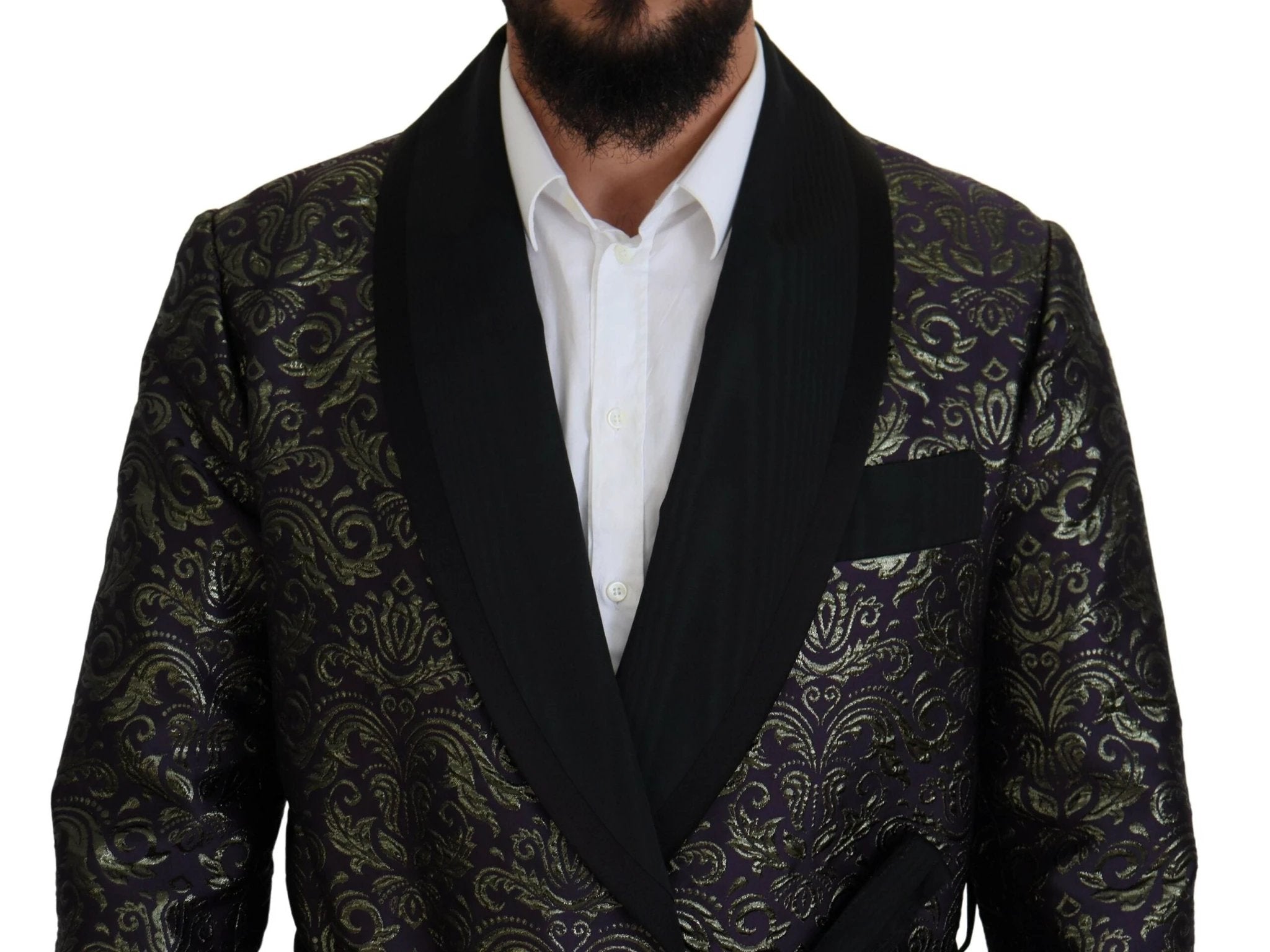 Dolce & Gabbana Gold Purple Baroque Jacket Blazer Robe by Dolce & Gabbana