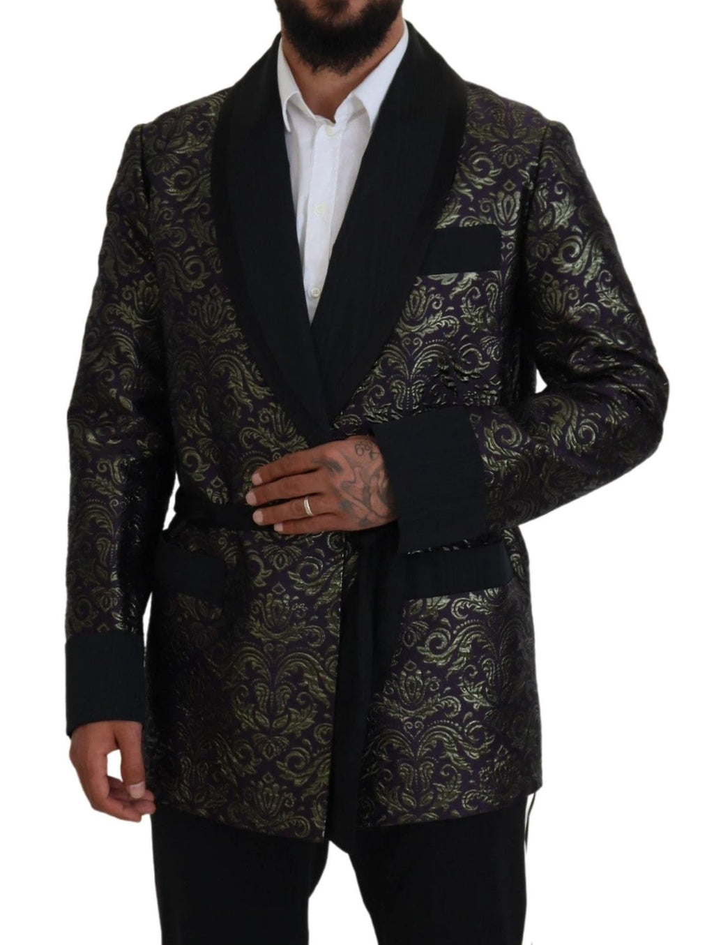 Dolce & Gabbana Gold Purple Baroque Jacket Blazer Robe by Dolce & Gabbana