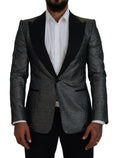 Dolce & Gabbana Black Silver Jacquard Slim Fit Jacket Blazer by Dolce & Gabbana