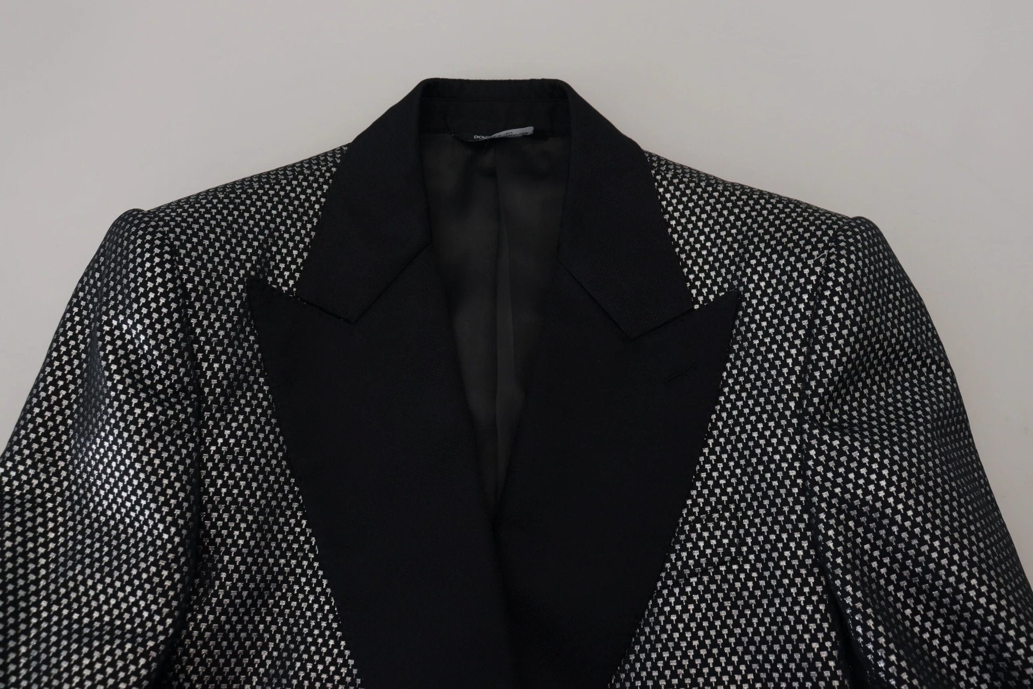 Dolce & Gabbana Black Silver Jacquard Slim Fit Jacket Blazer by Dolce & Gabbana