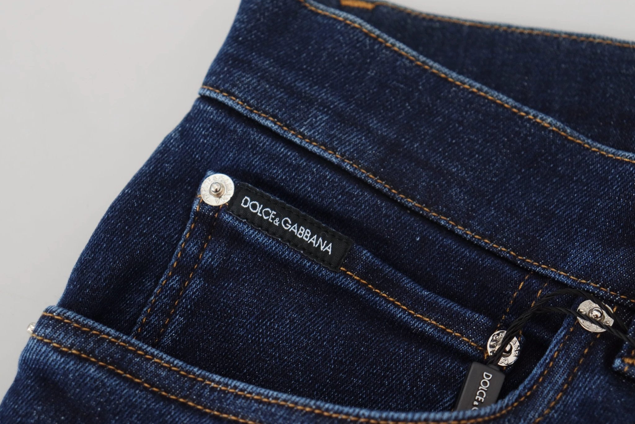 Dolce & Gabbana Dark Blue Cotton Denim SKINNY Jeans by Dolce & Gabbana