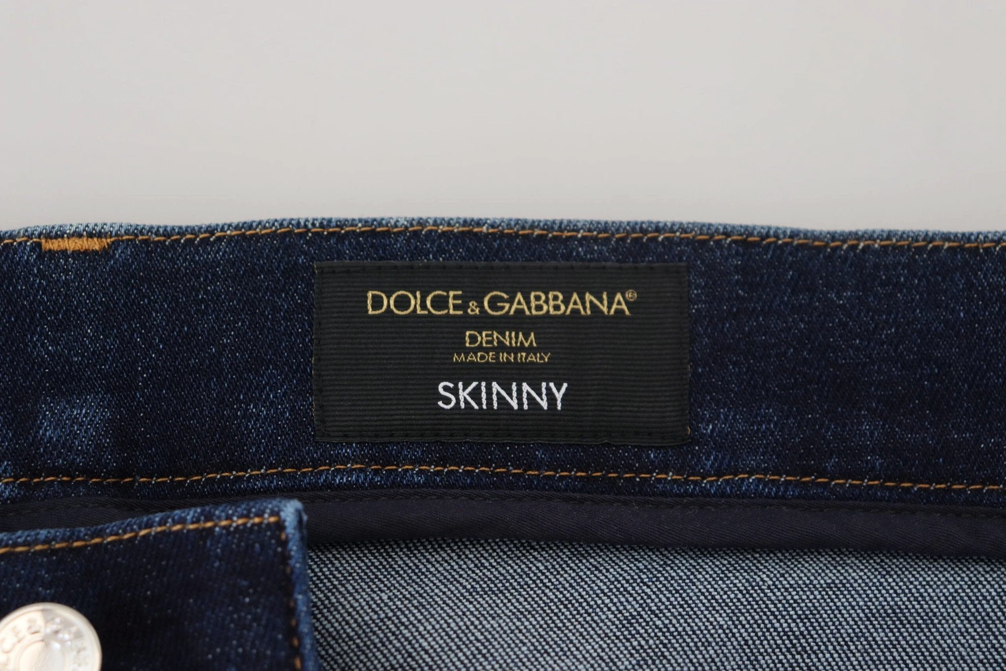 Dolce & Gabbana Dark Blue Cotton Denim SKINNY Jeans by Dolce & Gabbana