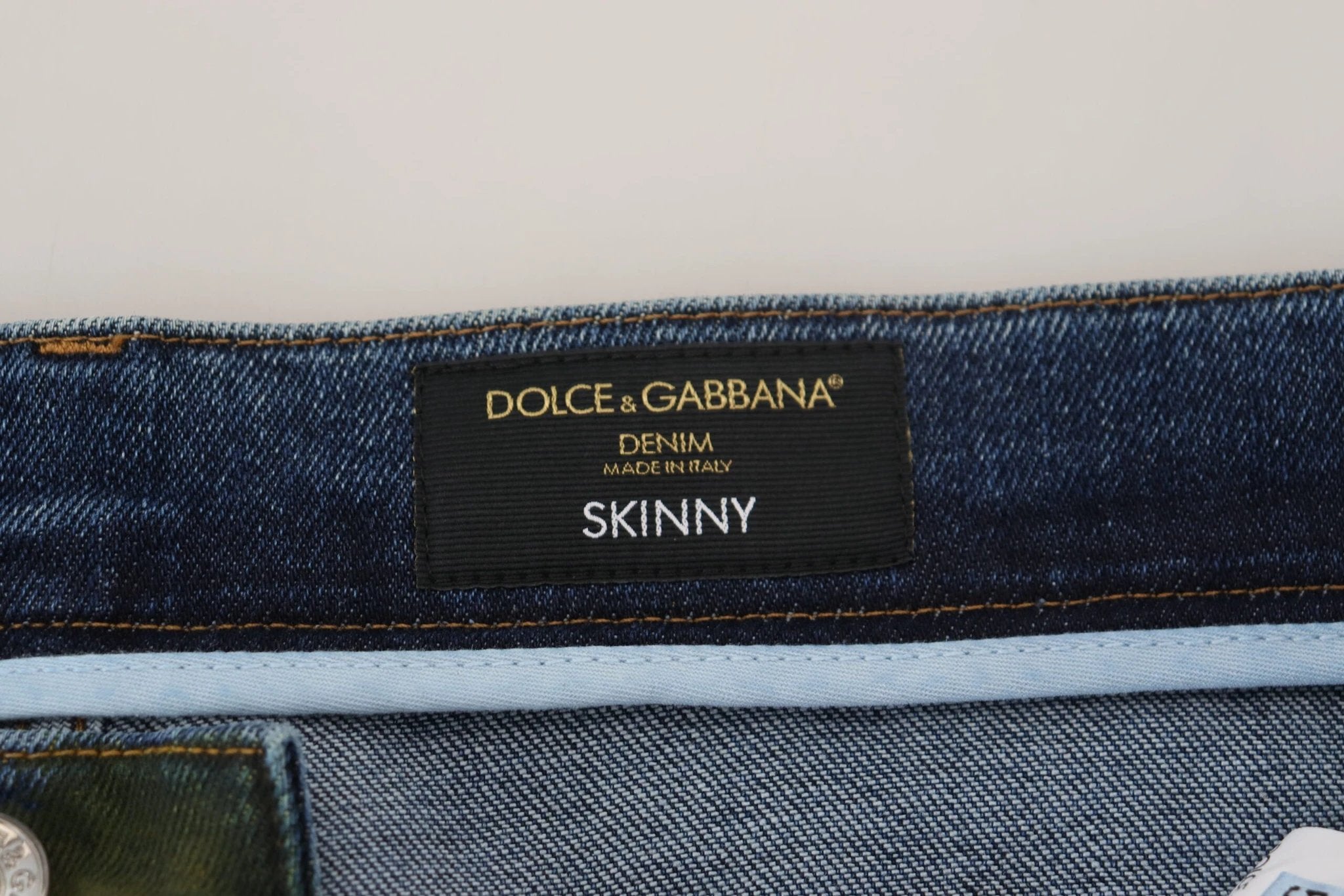 Dolce & Gabbana Blue Green Skinny Cotton Denim Jeans by Dolce & Gabbana
